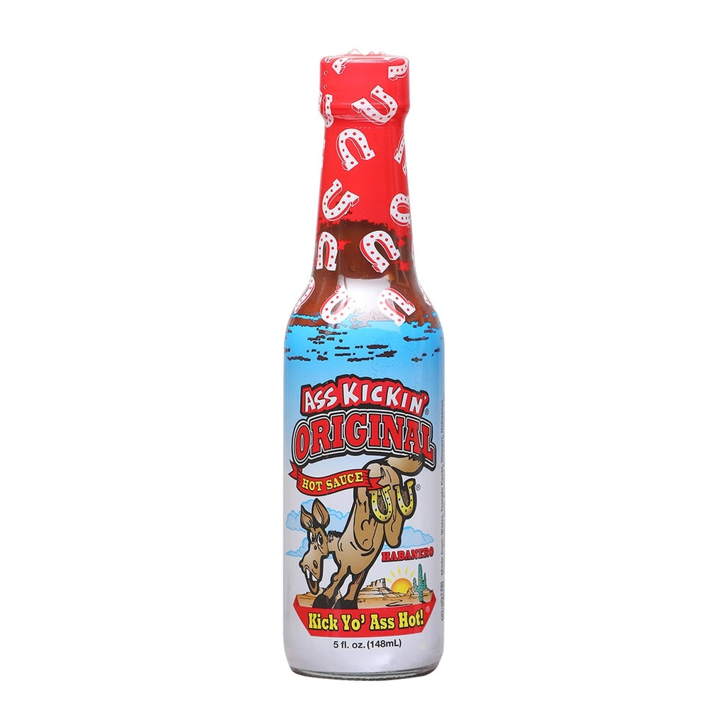 Ass Kickin' Original Hot Sauce bottle with habanero and serrano peppers 5 fl oz (148 mL) hot sauce UPC 089382112655
