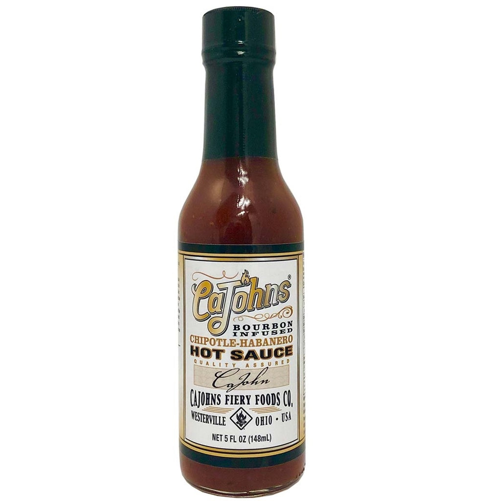CaJohns Bourbon Infused Chipotle-Habanero Hot Sauce bottle 5 fl oz (148 mL) hot sauce UPC 647293004430