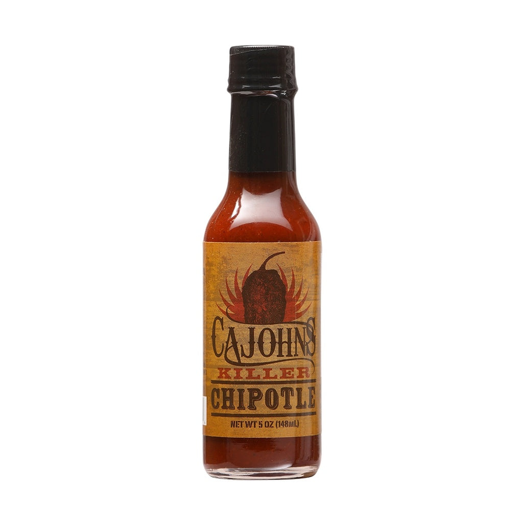 CaJohn's KILLER Chipotle Hot Sauce hot sauce with chipotle pepper, habanero and ghost pepper heat in a 5 oz bottle delivering sweet smoky flavor