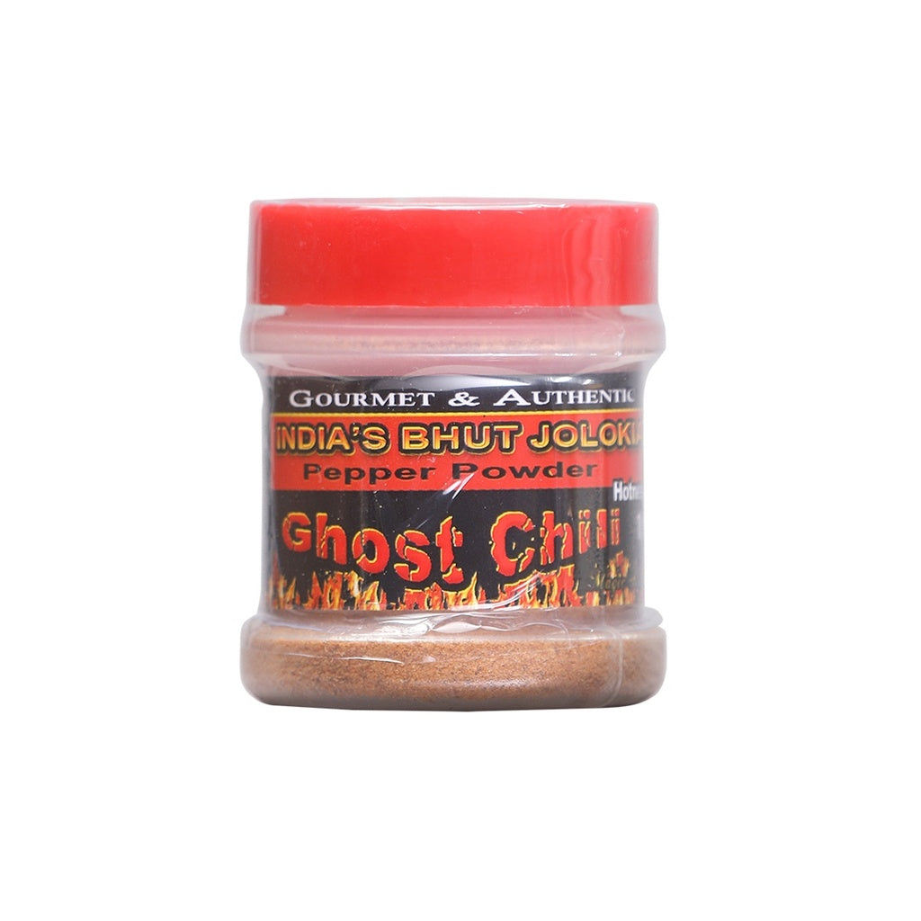 Magic Plant Ghost Chili Pepper Powder 1/2 oz pure Bhut Jolokia ghost pepper powder delivering delayed extreme heat for hot sauce and spice blending.