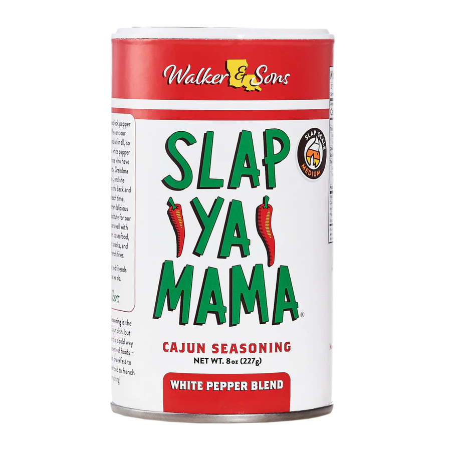 Slap Ya Mama White Pepper Blend Cajun Seasoning 8 oz container Louisiana spice mix with white pepper UPC 817885000069