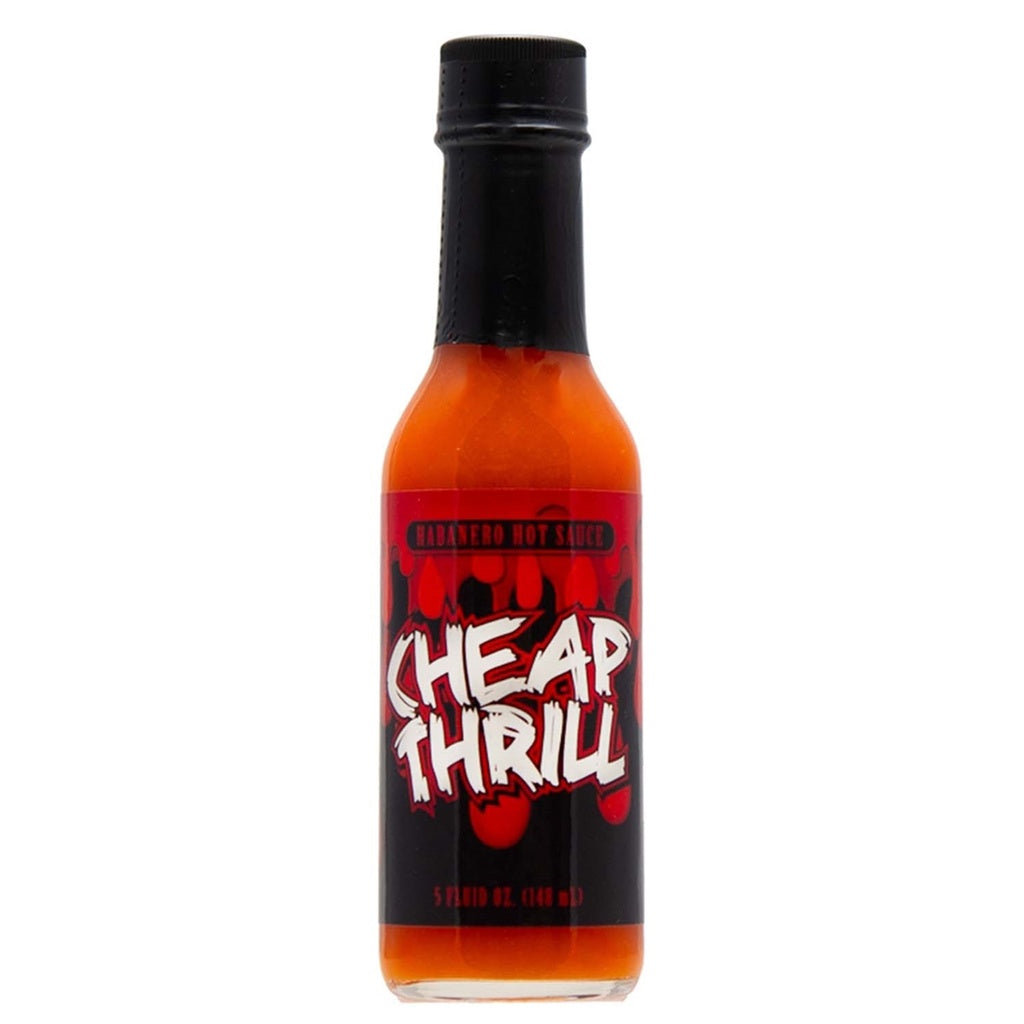 Cheap Thrill Habanero Hot Sauce 5 fl oz bottle with aged red habanero peppers Louisiana style hot sauce UPC 609456312493