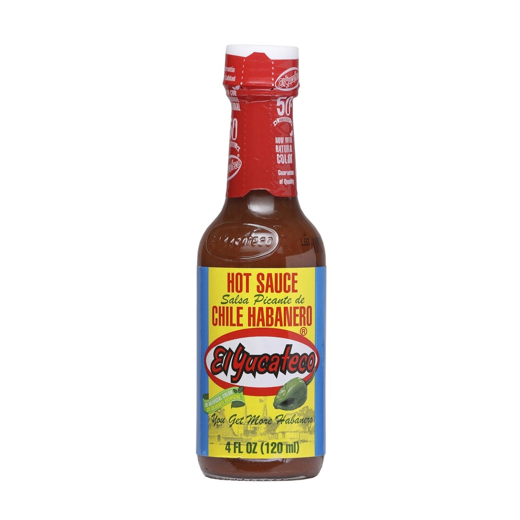 El Yucateco Salsa Picante de Chile Habanero Red Hot Sauce 4 fl oz (120 ml) habanero hot sauce UPC 816493010019