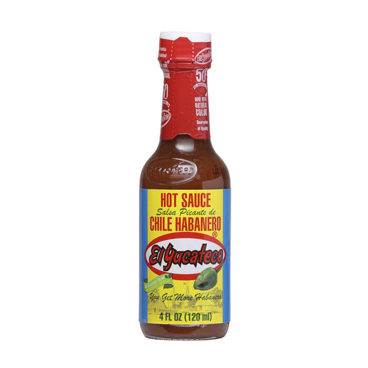 El Yucateco Salsa Picante de Chile Habanero Red Hot Sauce 4 fl oz (120 ml) habanero hot sauce UPC 816493010019