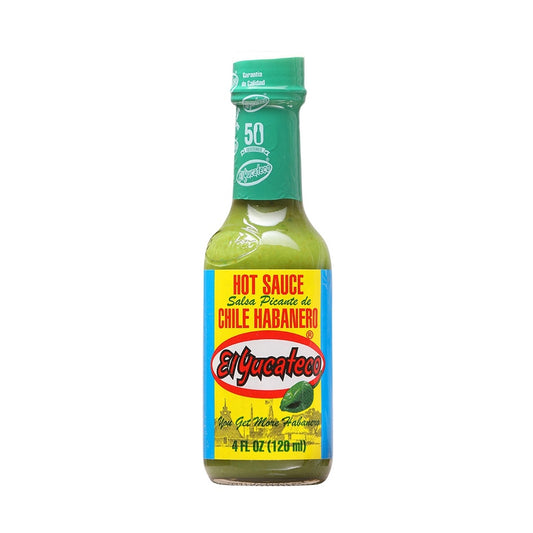El Yucateco Salsa Picante de Chile Habanero Green Hot Sauce 4 fl oz (120 ml) habanero hot sauce UPC 816493010026