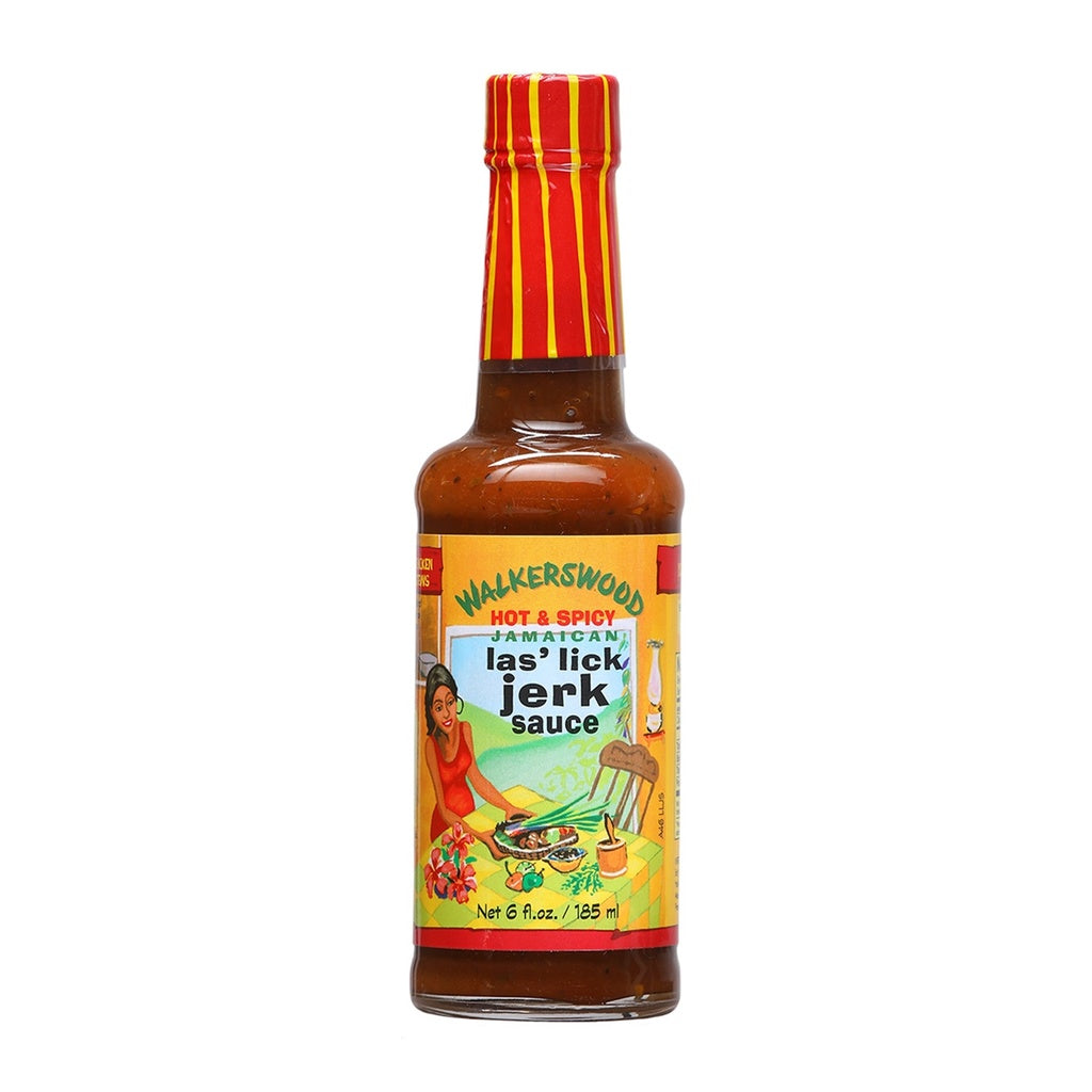 Walkerswood Las’Lick Jamaican Jerk Sauce bottle 6 fl oz (185 ml) jerk sauce UPC 015414154232