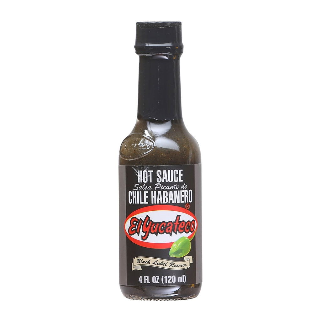 El Yucateco Black Label Reserve Chile Habanero Hot Sauce bottle 4 fl oz habanero hot sauce 816493017988
