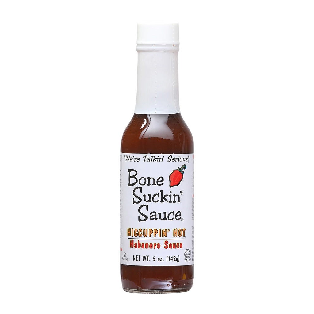 Bone Suckin’ Hiccuppin’ Hot Sauce bottle 5 oz habanero sauce UPC 754496644001