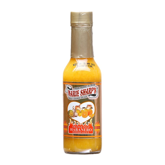 Marie Sharp’s Orange Pulp Habanero Hot Sauce bottle 5 fl oz citrus hot sauce UPC 025315248701