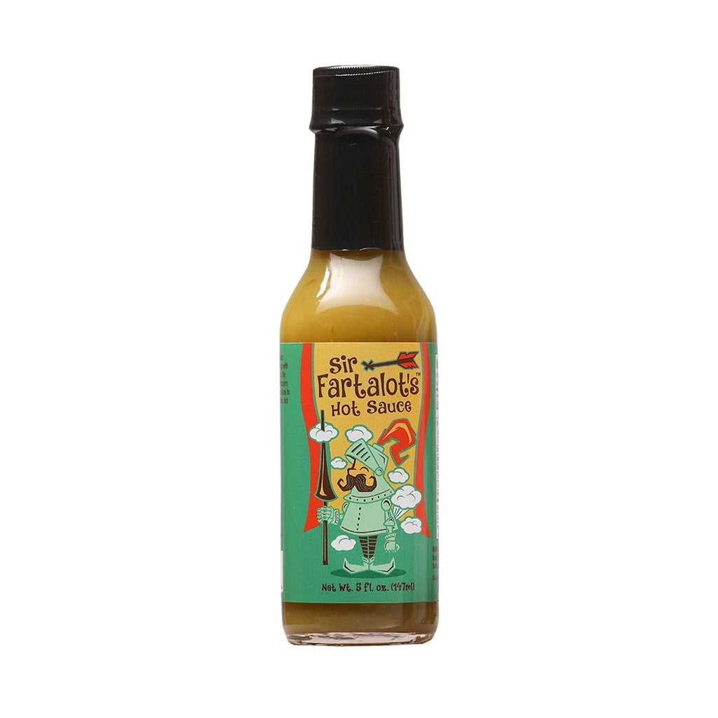 CaJohn’s Sir Fartalot’s Hot Sauce – 5 FL OZ (147 ml) hot sauce bottle, jalapeño pepper based sauce, retail product image 647293002894