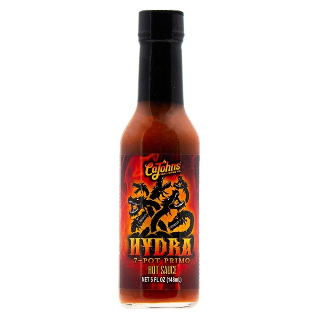 CaJohn’s Hydra 7-Pot Primo Hot Sauce – 5 fl oz (148 ml) hot sauce bottle, 7 pot primo pepper based sauce, retail product image 647293005024