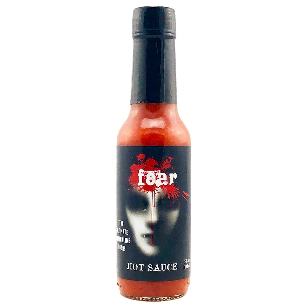 Hot Sauce Zone Fear Hot Sauce – 5 fl oz (148 mL) hot sauce bottle, ghost pepper pepper based sauce, retail product image 736924217995