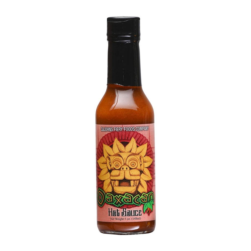 CaJohns Oaxacan Hot Sauce – 5 fl oz (148 mL) hot sauce bottle, jalapeño and cayenne pepper based sauce, retail product image 647293004447