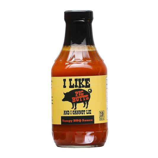 Hot Sauce Fanatics I Like Pig Butts and I Cannot Lie Tangy BBQ Sauce barbecue sauce with cayenne peppers 19 oz (562 ml) bottle crafted for tangy backyard grilling.
