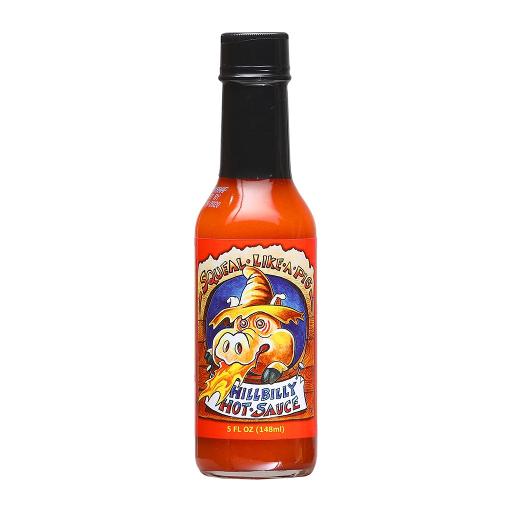 Chile Pepper Republic Squeal Like A Pig Hillbilly Hot Sauce hot sauce with aged red habanero peppers 5 FL OZ (148 ml) featuring a bold vinegar-forward Southern-style heat.