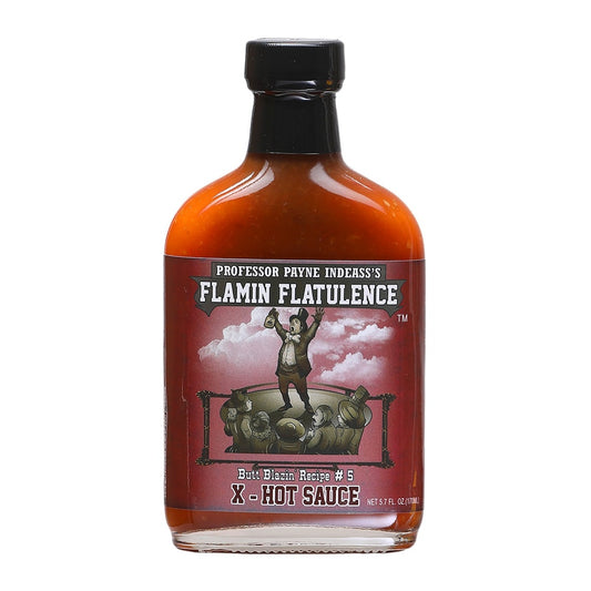 Flamin' Flatulence X-Hot Sauce extra-hot pepper sauce with habanero and cayenne 5.7 FL OZ delivering bold citrus-accented heat.