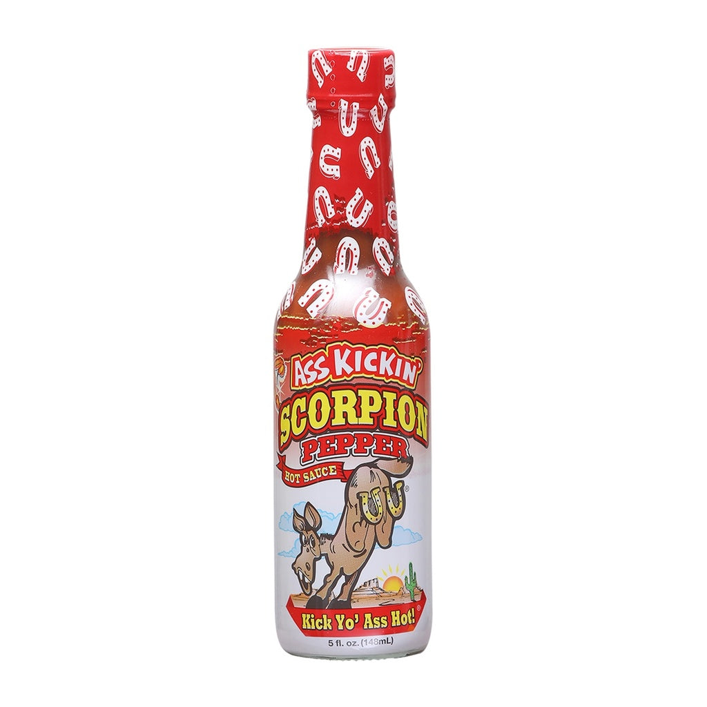 Ass Kickin' Scorpion Pepper Hot Sauce Trinidad Scorpion extreme heat hot sauce 5 fl oz with bold fruity burn and long-lasting fire.