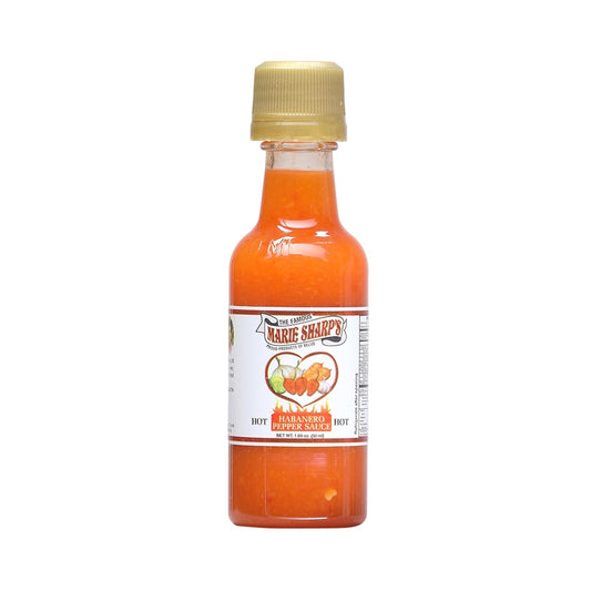 Marie Sharp's Hot Habanero Pepper Sauce 1.69 oz mini Belizean red habanero hot sauce with carrot and lime balance delivering medium heat.