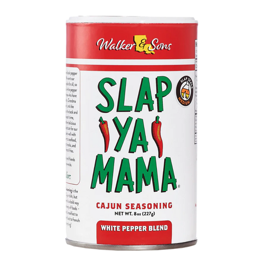 Slap Ya Mama White Pepper Blend Cajun Seasoning 8 oz container Louisiana spice mix with white pepper UPC 817885000069