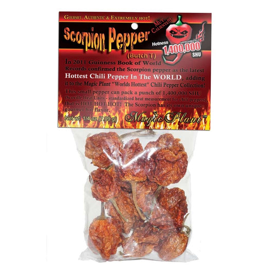 Magic Plant whole dried Trinidad Scorpion pepper pods 0.25 oz pack superhot chili peppers UPC 4710704093876