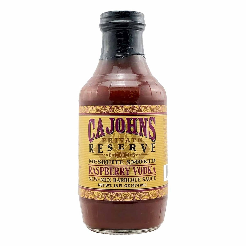 CaJohn's Private Reserve Raspberry Vodka New-Mex Barbecue Sauce gourmet mesquite smoked raspberry barbecue sauce 16 fl oz bottle