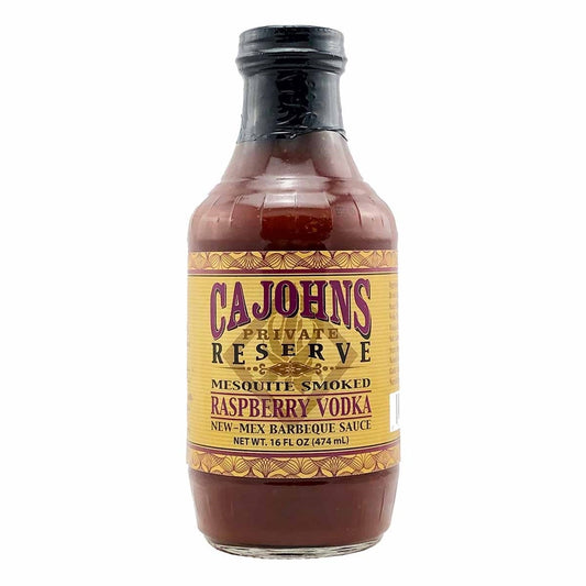 CaJohn's Private Reserve Raspberry Vodka New-Mex Barbecue Sauce gourmet mesquite smoked raspberry barbecue sauce 16 fl oz bottle