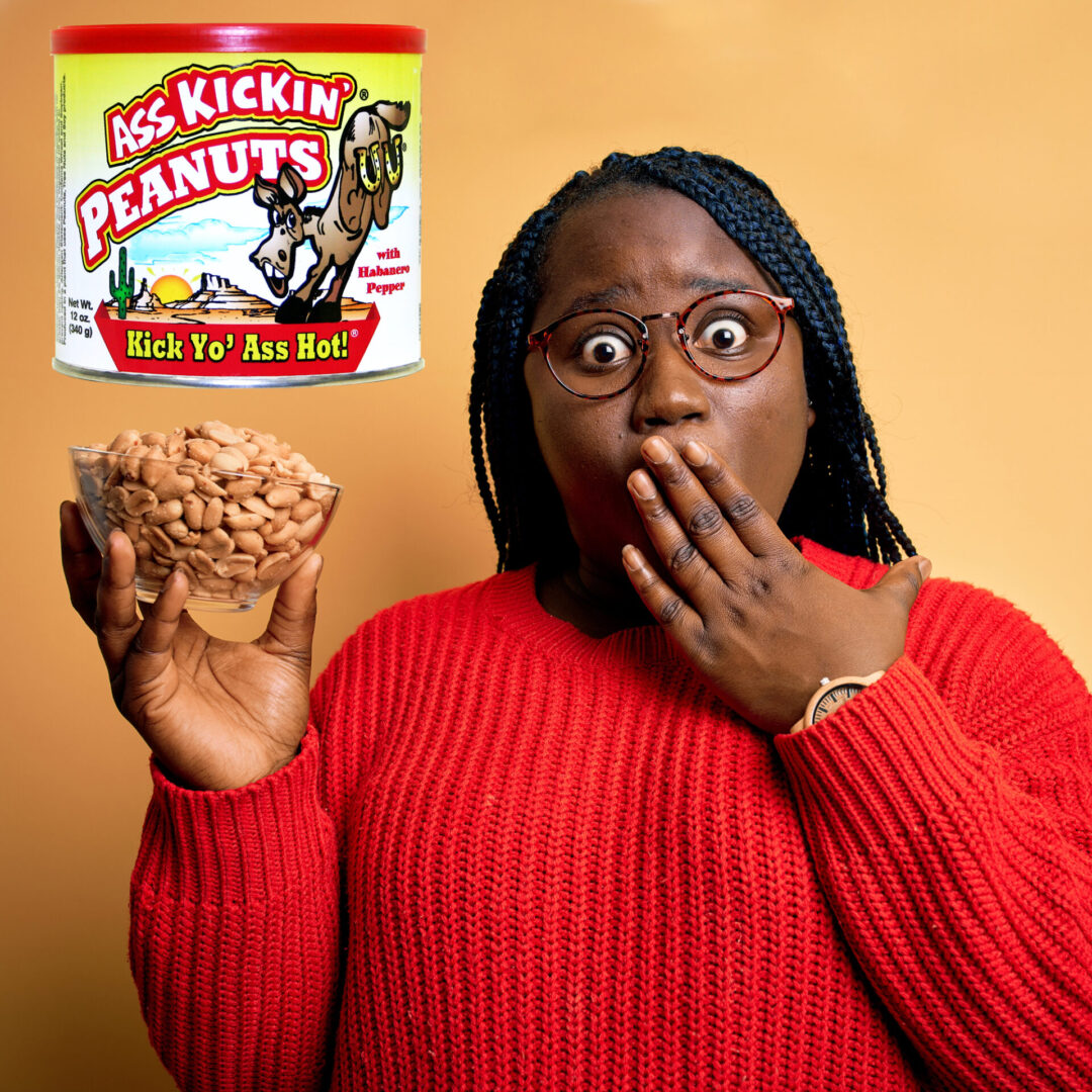 Ass Kickin' Peanuts, featuring Habanero, shown in a manufacturer lifestyle setting