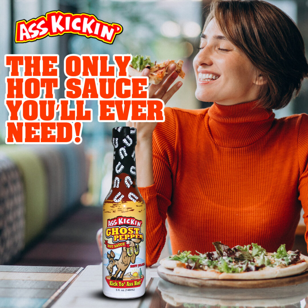 Ass Kickin' Ghost Pepper Hot Sauce – 5 fl oz, featuring Ghost Pepper, shown in a manufacturer lifestyle setting
