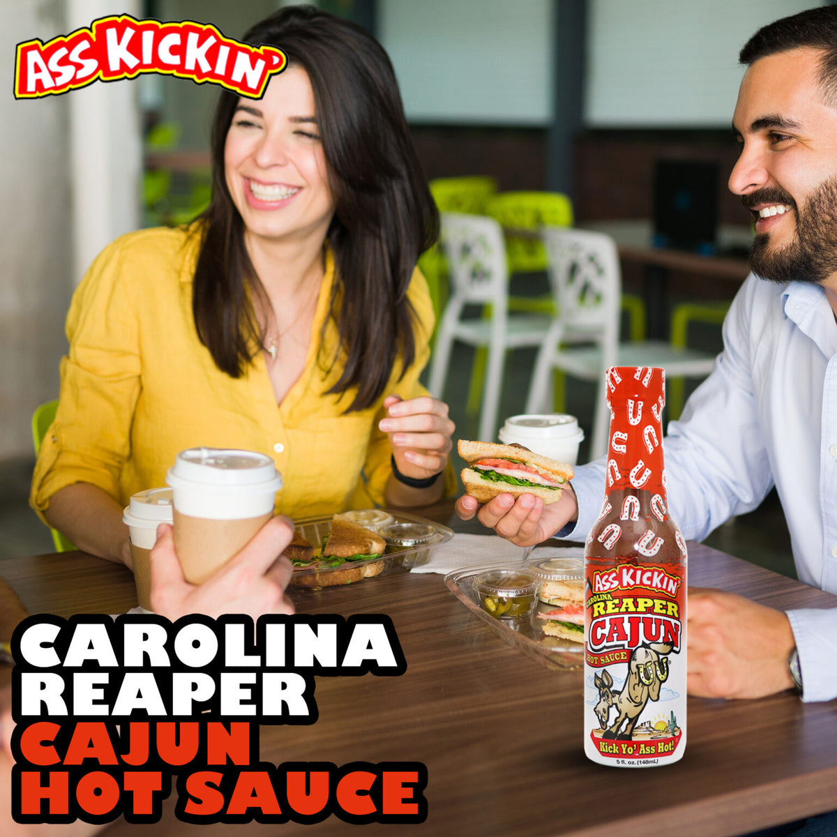 Ass Kickin' Cajun Hot Sauce - 0.75 fl oz, featuring Habanero, shown in a manufacturer lifestyle setting