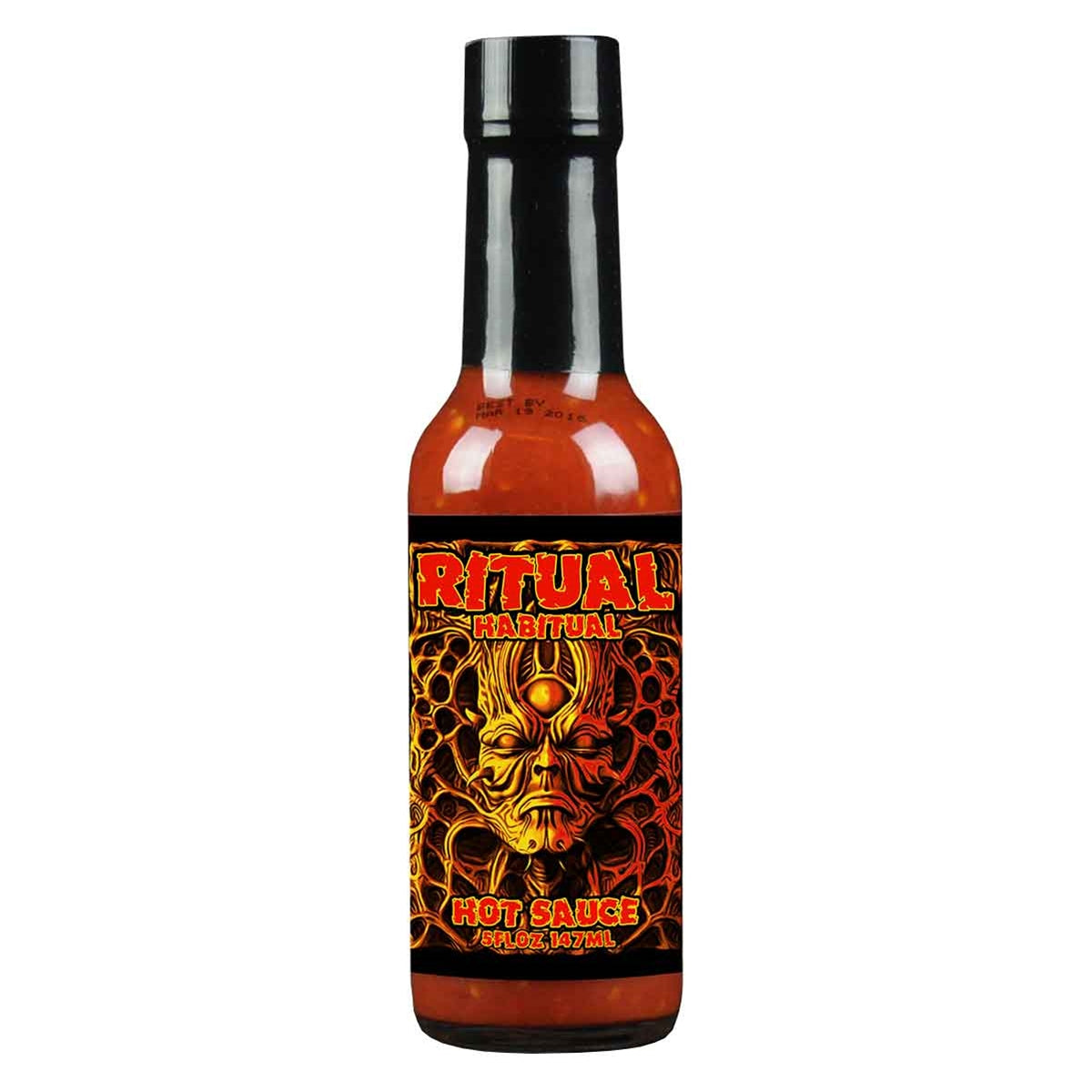 Hellfire Ritual Habitual Hot Sauce is a captivating blend of oranges, mangos, papayas, pineapples, peaches, ginger, vanilla, and curry. With a heat level of 3/10, it adds a gentle breeze of flavor to your dishes. Use it as a marinade, dipping sauce, or finishing touch. UPC: 855713005381.